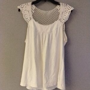 Ava & Grace White Crochet Sleeve Blouse